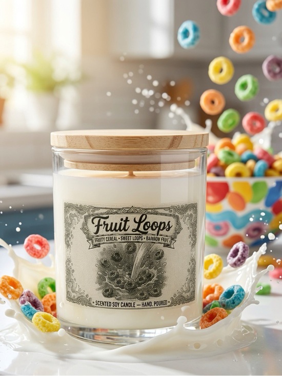 Hand Crafted Other - 9oz Fruit Loops Candle | Sweet Citrus Soy Wax Candle